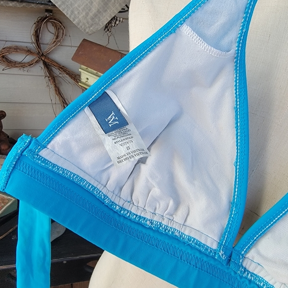 V M ♡ NWOT Absolutely Gorgeous 2pc Cerulean Blue Halter Bikini Swimsuit S - Picture 14 of 17